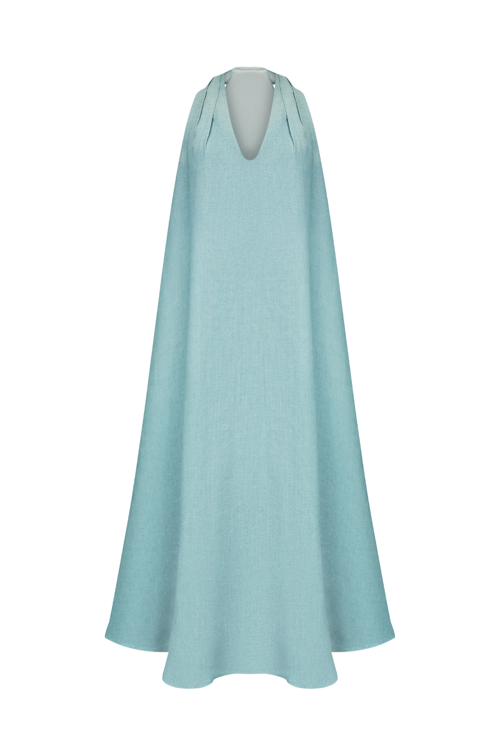 Türkisfarbenes Sommerkleid aus Leinen