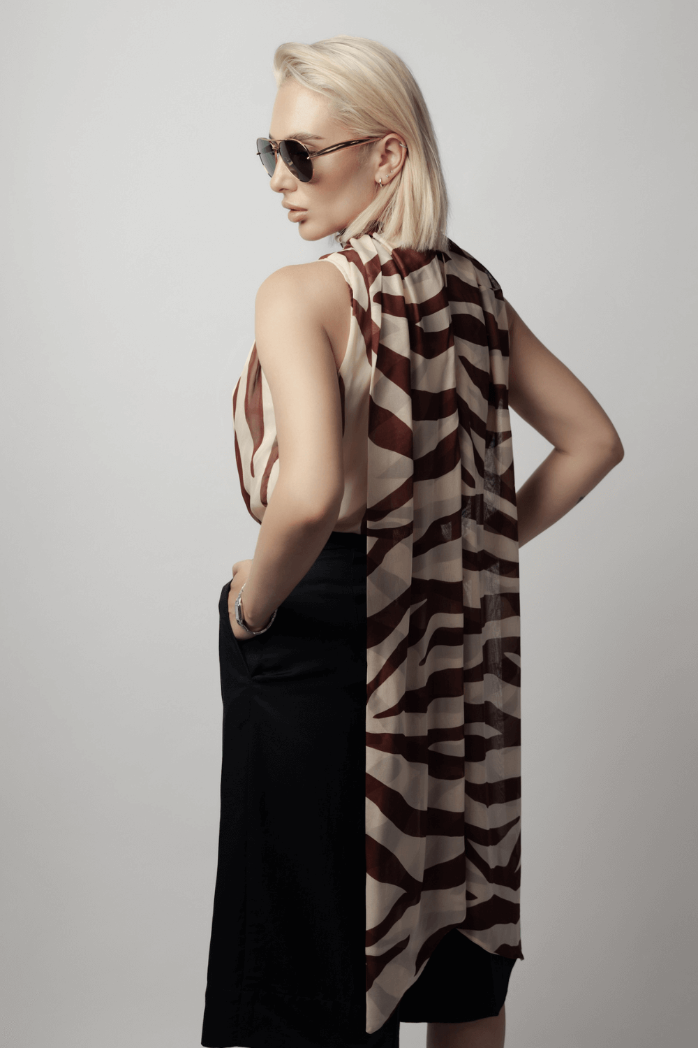 Sleeveless zebra print blouse