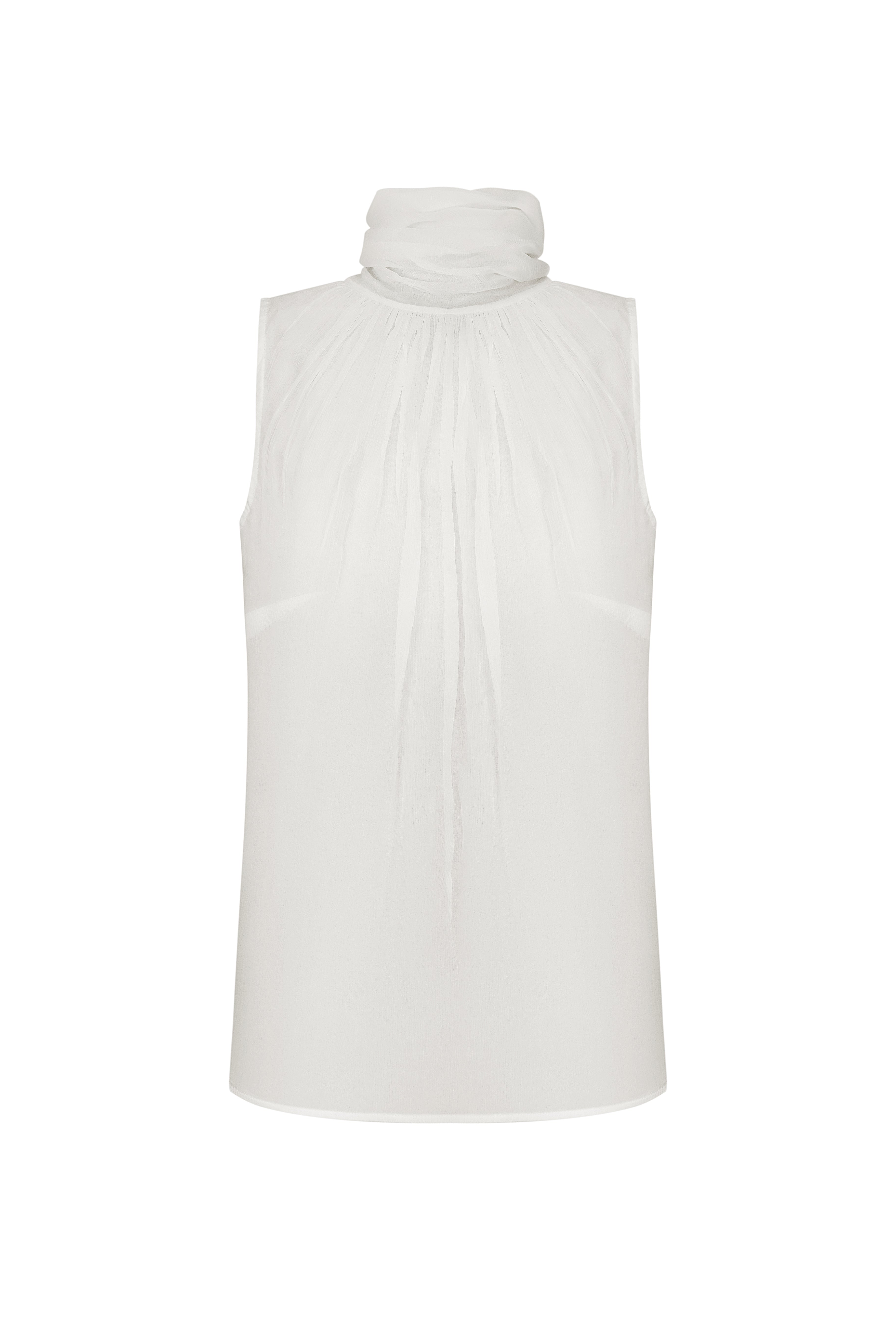 Weiße durchscheinende ärmellose Bluse